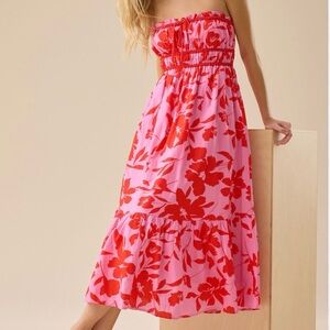 NEW Altar’d State Red and Pink Midi Dress Size Medium Cute for Valentines Day